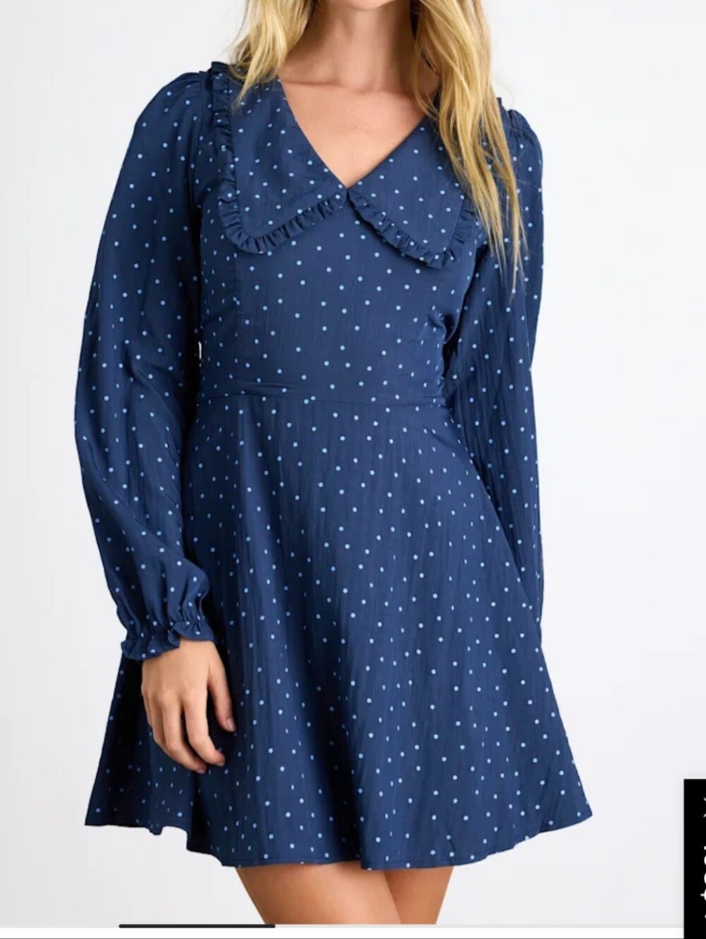 Lulus Sweetie Aura Dark Blue Polka Dot Mini Dress